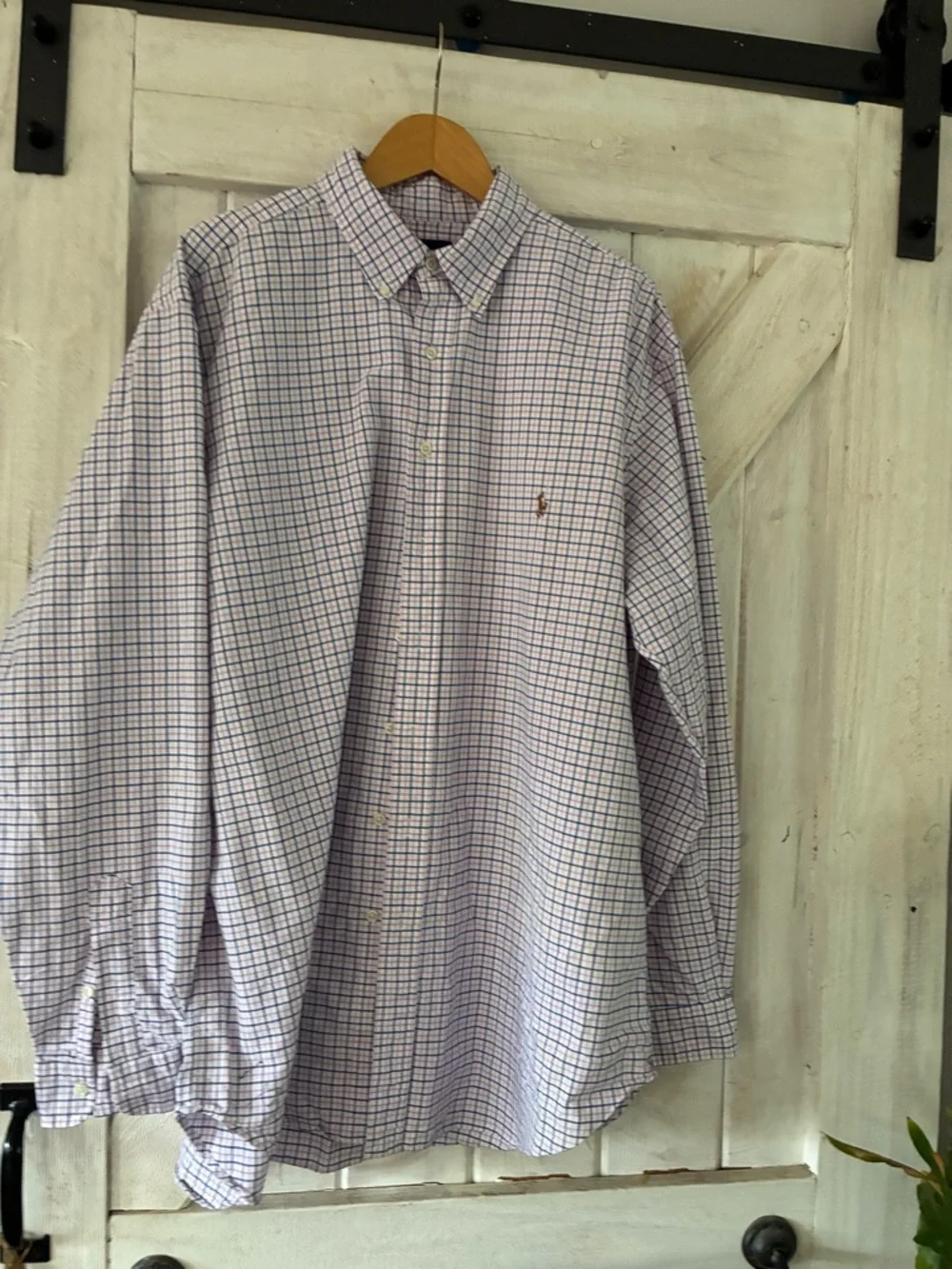 Polo by Ralph Lauren White Button-Down Shirt with Blue and pink Plaid Xl Tall